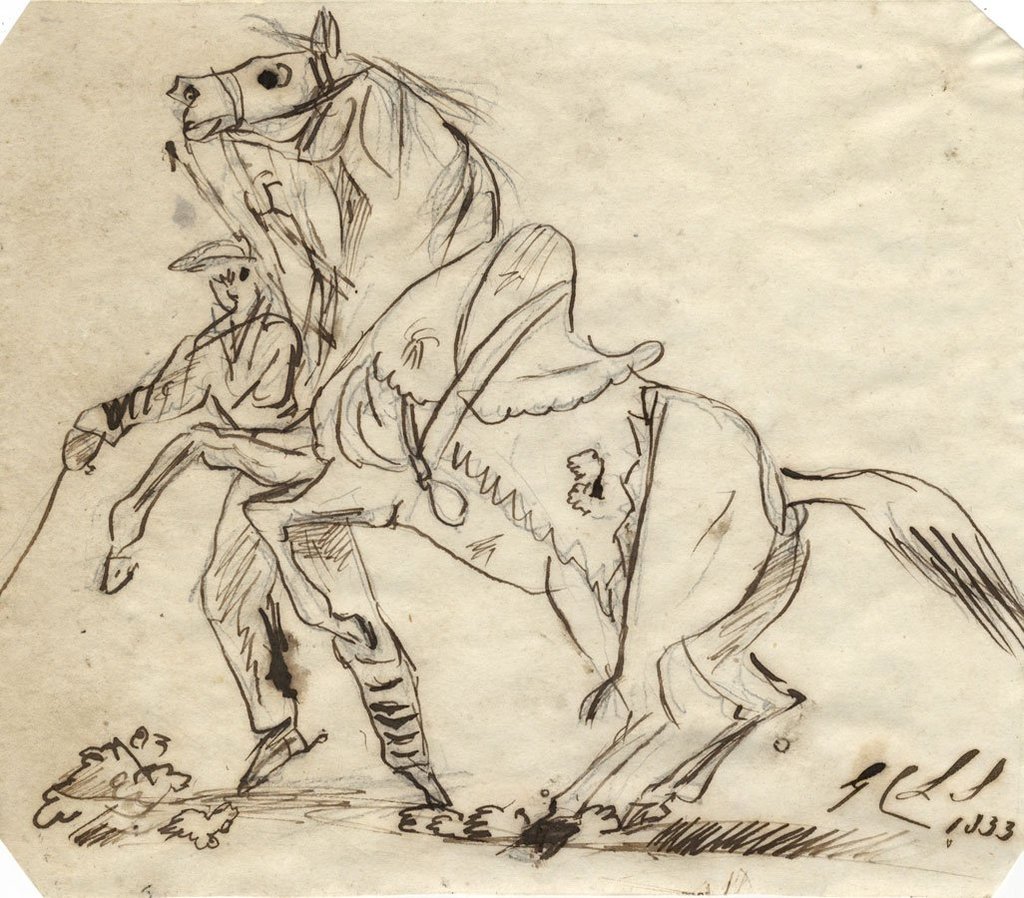 1024x898 Charles Loraine Smith, Rearing Horse Amp Rider - Horse And Rider Sketch