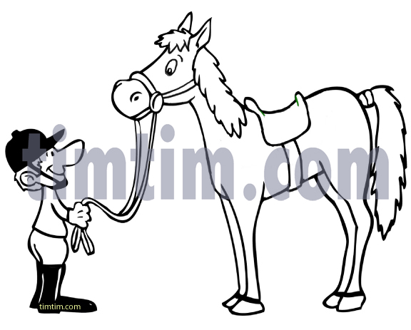 576x463 Free Drawing Of Horse And Rider Bw From The Category Farm Animals - Horse And Rider Sketch