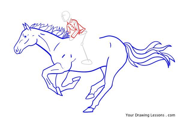 600x401 How To Draw A Girl Riding A Horse Your Drawing Lessons - Horse And Rider Sketch