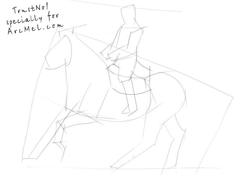 792x590 How To Draw A Rider Step By Step - Horse And Rider Sketch