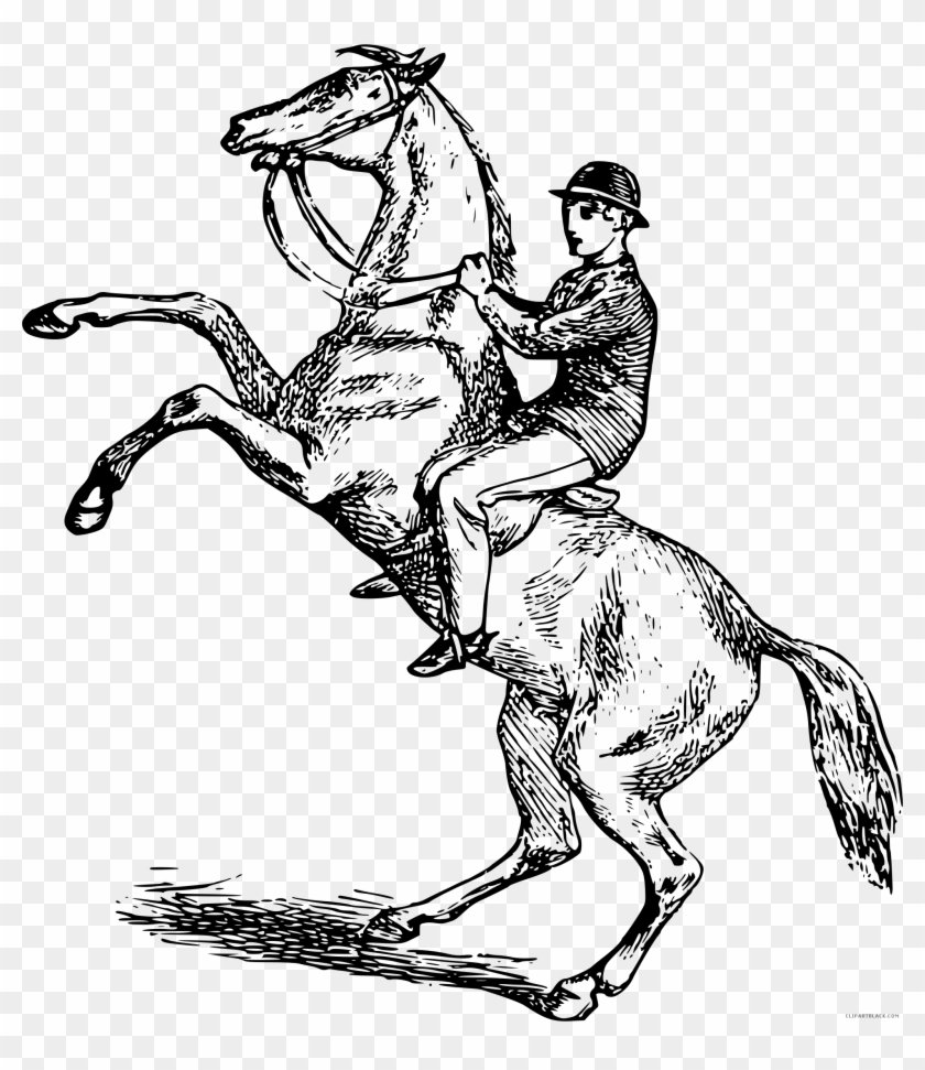 840x971 Man Riding A Horse Animal Free Black White Clipart - Horse And Rider Sketch