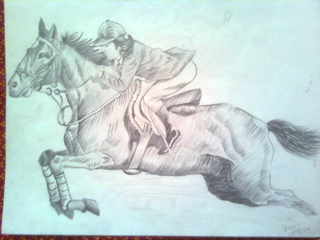 1280x960 Pencil Sketch Of A Horse Rider - Horse And Rider Sketch