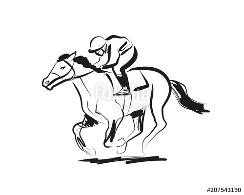 500x400 Vector Ink Sketch Rider With A Horse Stock Image And Royalty Free - Horse And Rider Sketch