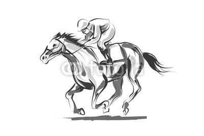 400x267 Vector Line Sketch Rider With A Horse Buy Photos Ap Images - Horse And Rider Sketch