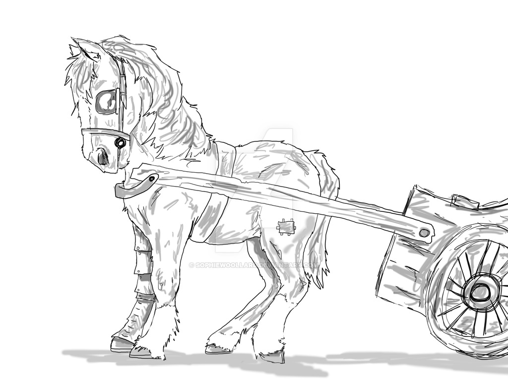 1024x768 Horse And Cart Sketch By Sophiewoollard - Horse Cart Sketch