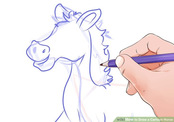 728x514 How To Draw A Cartoon Horse 10 Steps (With Pictures) - Horse Cartoon Sketch