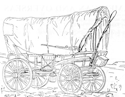 500x389 Pioneer Clipart Horse Drawn Wagon ~ Frames ~ Illustrations ~ Hd - Horse Drawn Carriage Sketch