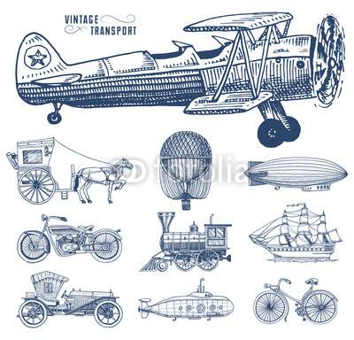 400x384 Submarine, Boat And Car, Motorbike, Horse Drawn Carriage. Airship - Horse Drawn Carriage Sketch