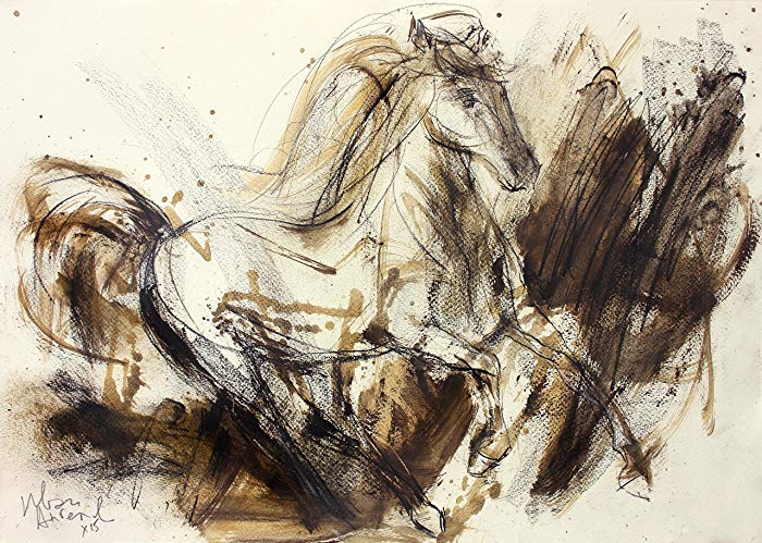 700x499 Gallop Horse Drawing Giclee Art Print Animal Sketch - Horse Galloping Sketch
