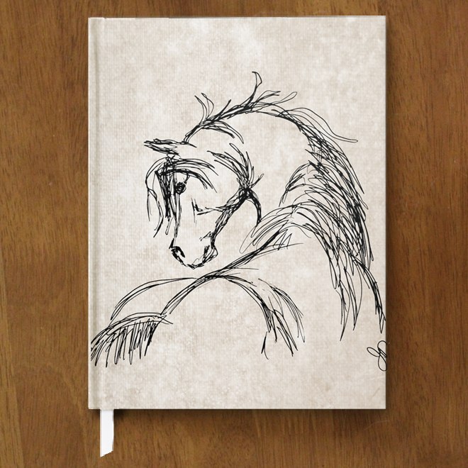 660x660 Horse Head Sketch Hardbound Journal - Horse Head Sketch