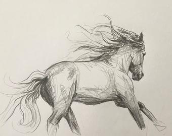 340x270 Horse Pencil Drawing Etsy - Horse Pencil Sketch