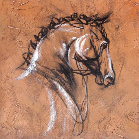 480x480 Horse Profile 2 Western Gallery Wrapped Oil Painting With - Horse Profile Sketch