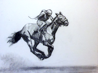 387x288 A Pet Painting Racing Horse Sketch - Horse Racing Sketch