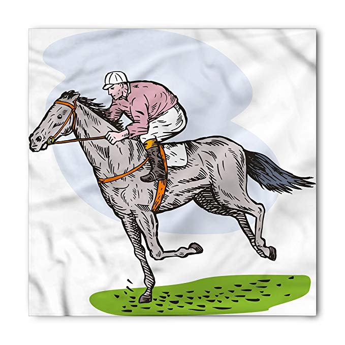 679x679 Ambesonne Animal Bandana, Horse Racing Sketch, Unisex - Horse Racing Sketch