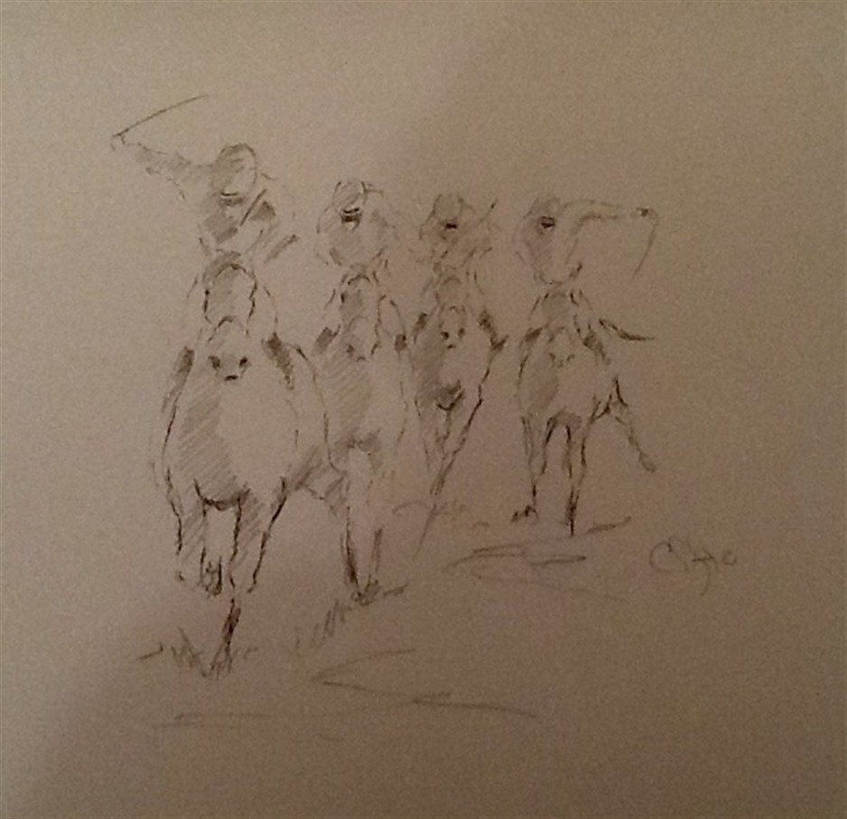 938x908 Another Horse Racing Sketch By Cliff Winstanley - Horse Racing Sketch