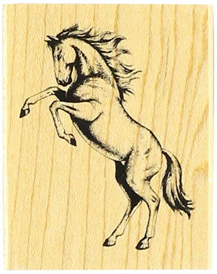 425x538 Rubber Stamp With Wood Handle, Classics Rearing - Horse Rearing Sketch