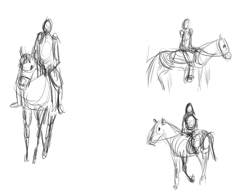 girl riding a horse sketch