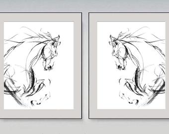 340x270 Horse Sketch Etsy - Horse Sketch Art