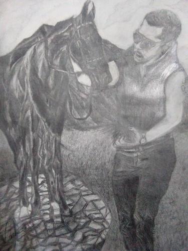 375x500 Salman Khan With Horse Sketch Art And Art Sell Shoes Other Art - Horse Sketch Artists