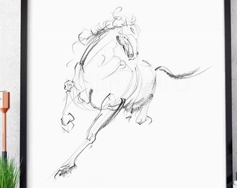 340x270 Horse Sketch Etsy - Horse Sketch Black And White