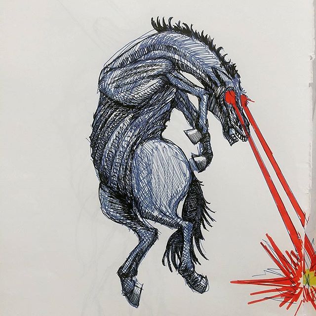 640x640 Beware The Laser Horse. - Horse Sketch Book