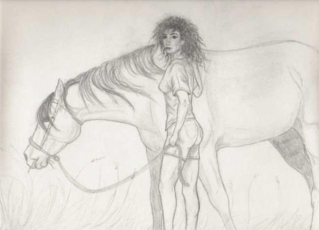 650x470 Girl Amp Horse Sketch (Wendy Meriwether) - Horse Sketch Images