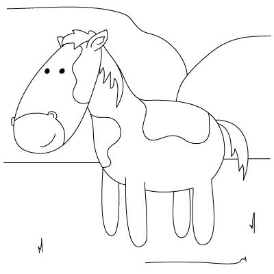 400x400 How To Draw A Horse - Horse Sketch Kids