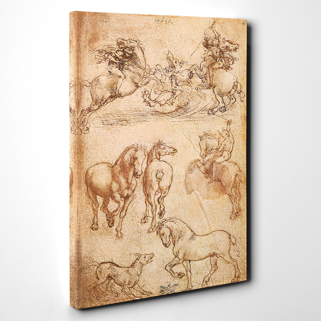 1024x1024 Premium Canvas Print Wall Art Leonardo Da Vinci Horse Sketch Ebay - Horse Sketch On Canvas