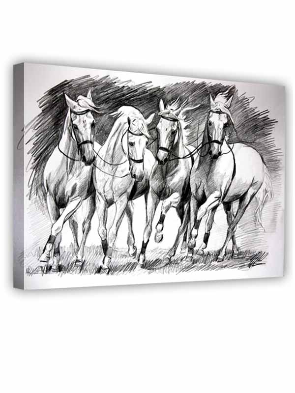 600x800 Premium Horse Sketch Canvas Wall Art - Horse Sketch On Canvas