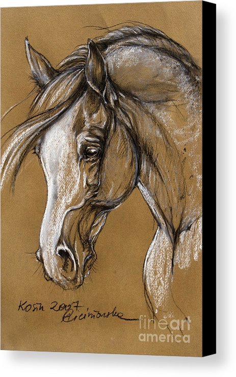 HORSES LOVE DRAWN WITH CHARCOAL SOFT PASTEL PRINT ON FRAMED CANVAS WALL ART