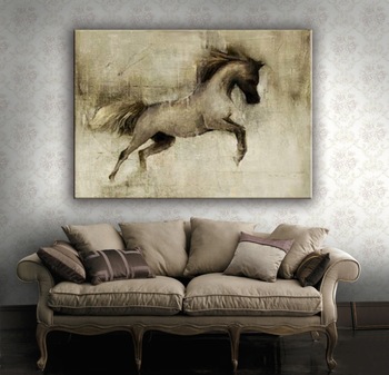 350x337 Beautiful Sketch Running Horse Decoration Canvas Painting For Home - Horse Sketch On Canvas