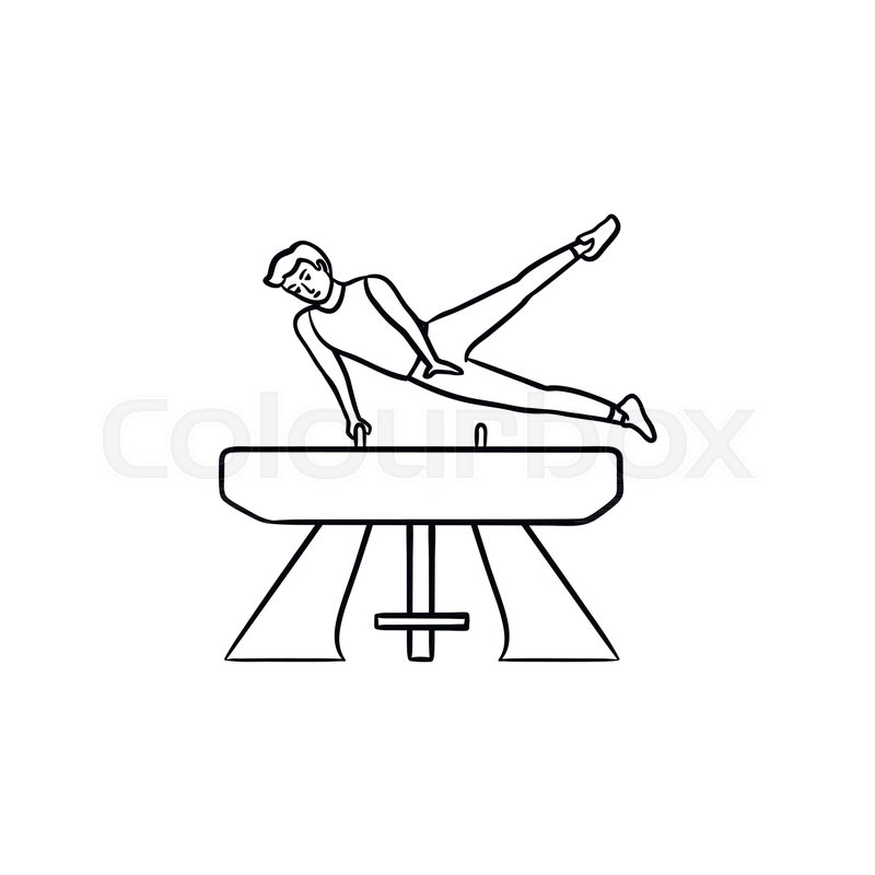 800x800 Gymnast Performing On Vaulting Horse Hand Drawn Outline Doodle - Horse Sketch Outline