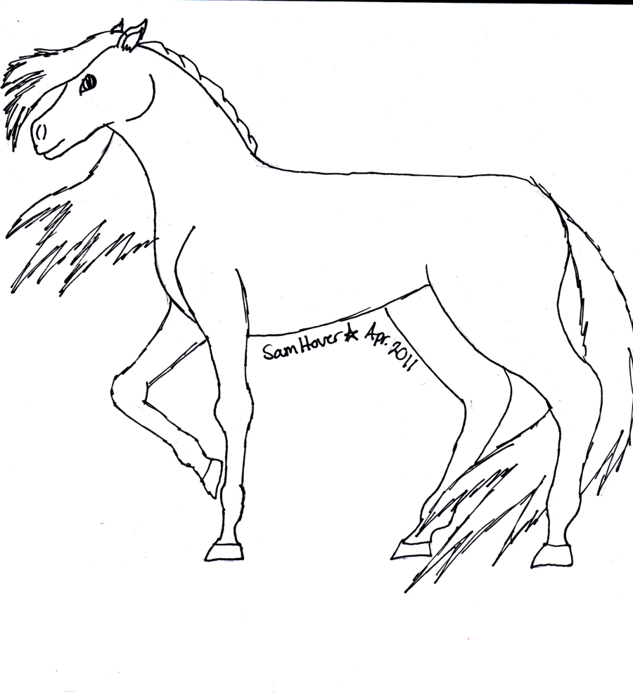 900x986 Horse Drawing Outline - Horse Sketch Outline
