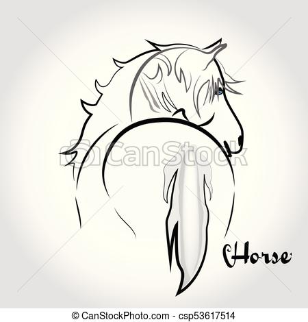 450x470 Logo Beautiful Horse. Horse Animal Silhouette Outline Drawing - Horse Sketch Outline