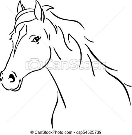 450x460 Black Line Horse Sketch Vector Illustration. - Horse Sketch Pictures