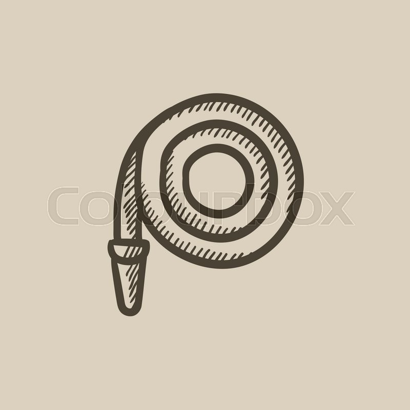 800x800 Firefighter Hose Vector Sketch Icon Isolated On Background. Hand - Hose Sketch