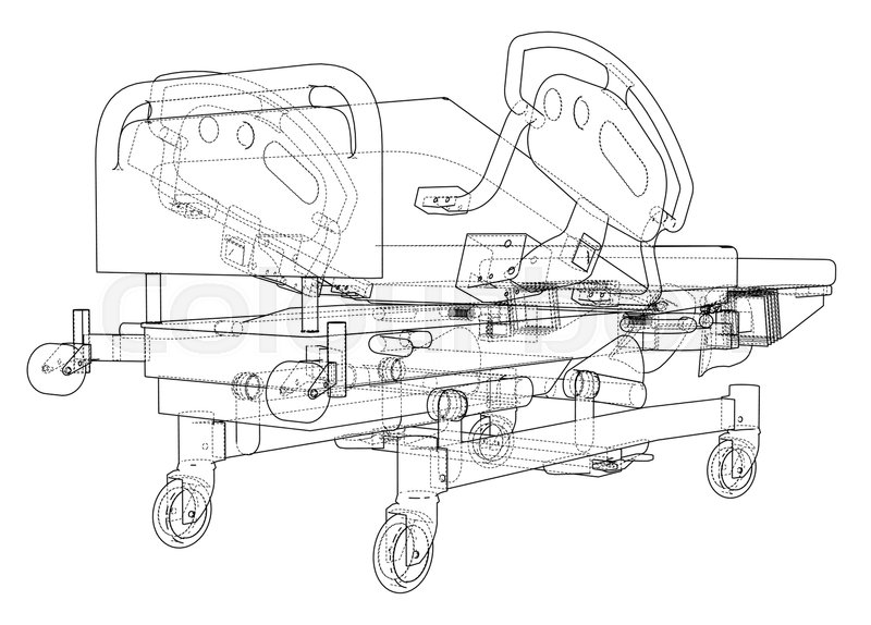 800x574 Hospital Bed Sketch. Vector Rendering Of 3d. Wire Frame Style. The - Hospital Bed Sketch