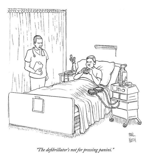 599x661 Patient Eating Sandwich In Hospital Bed Poster By Paul Noth - Hospital Bed Sketch