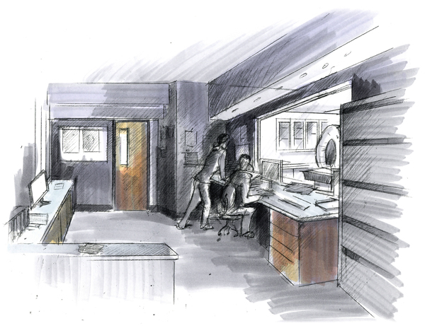 600x464 Nurses Sketches - Hospital Building Sketch