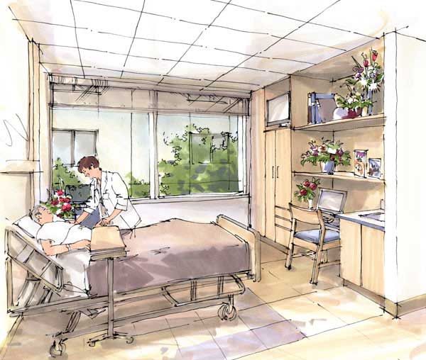 600x508 Rendering - Hospital Room Sketch