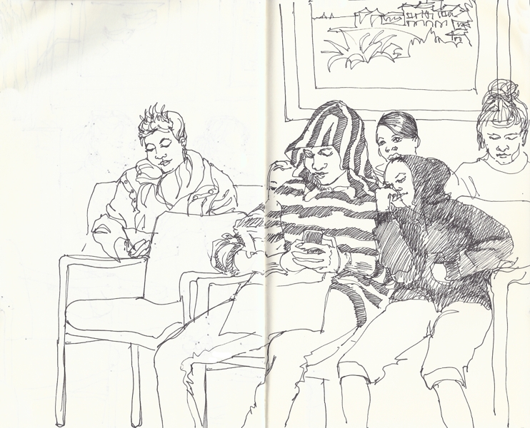 742x600 Waiting Room Urban Sketchers - Hospital Room Sketch