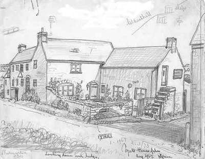 400x311 Wheathill, Malt House Farm, Youth Hostel, Shropshire, Pencil Drawing - Hostel Sketch