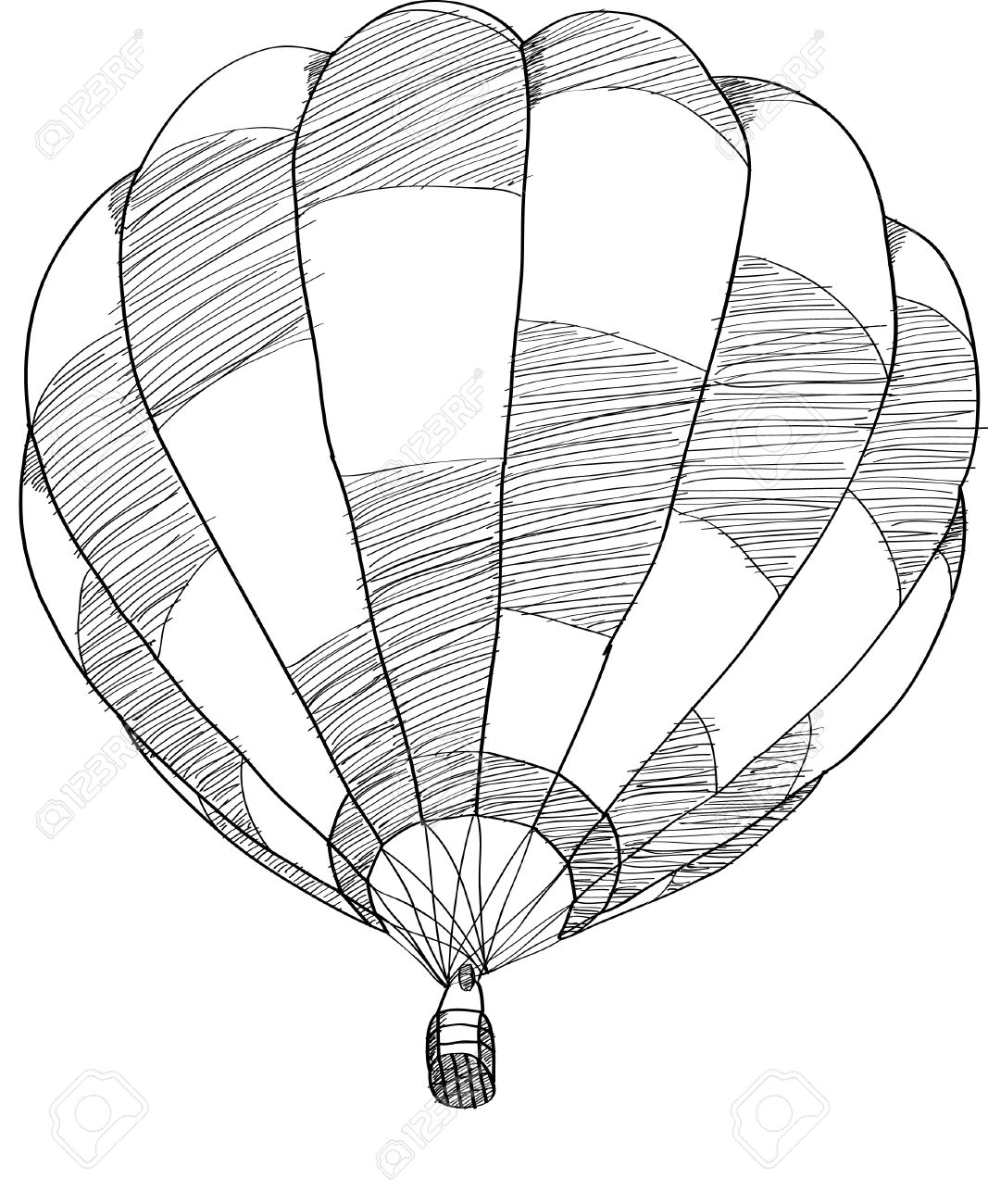 1067x1300 Hot Air Balloon Clipart Sketch - Hot Air Balloon Sketch