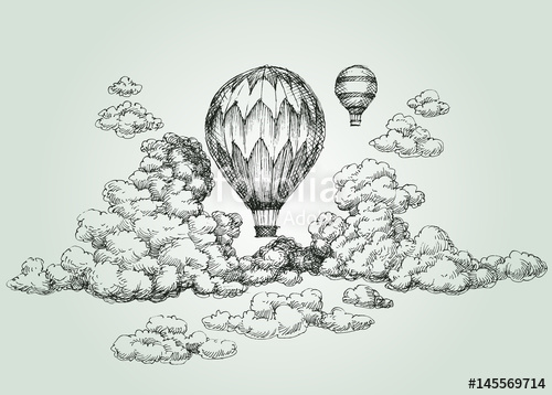 500x358 Hot Air Balloon Drawing Stock Image And Royalty Free Vector Files - Hot Air Balloon Sketch