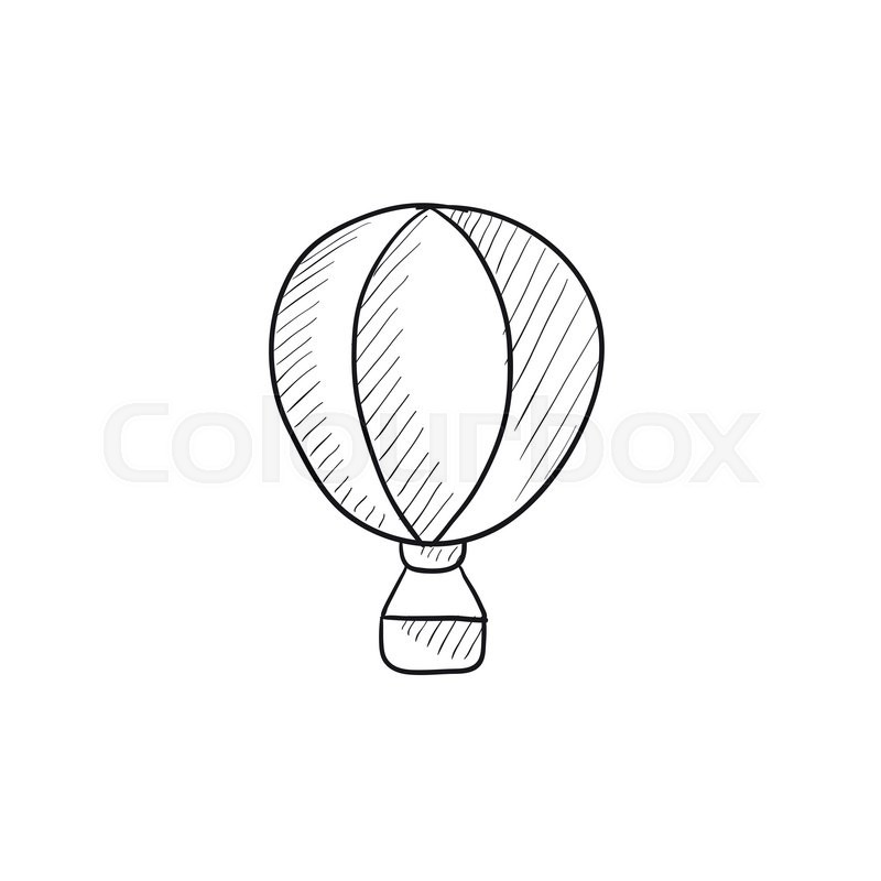 800x800 Hot Air Balloon Vector Sketch Icon Isolated On Background. Hand - Hot Air Balloon Sketch