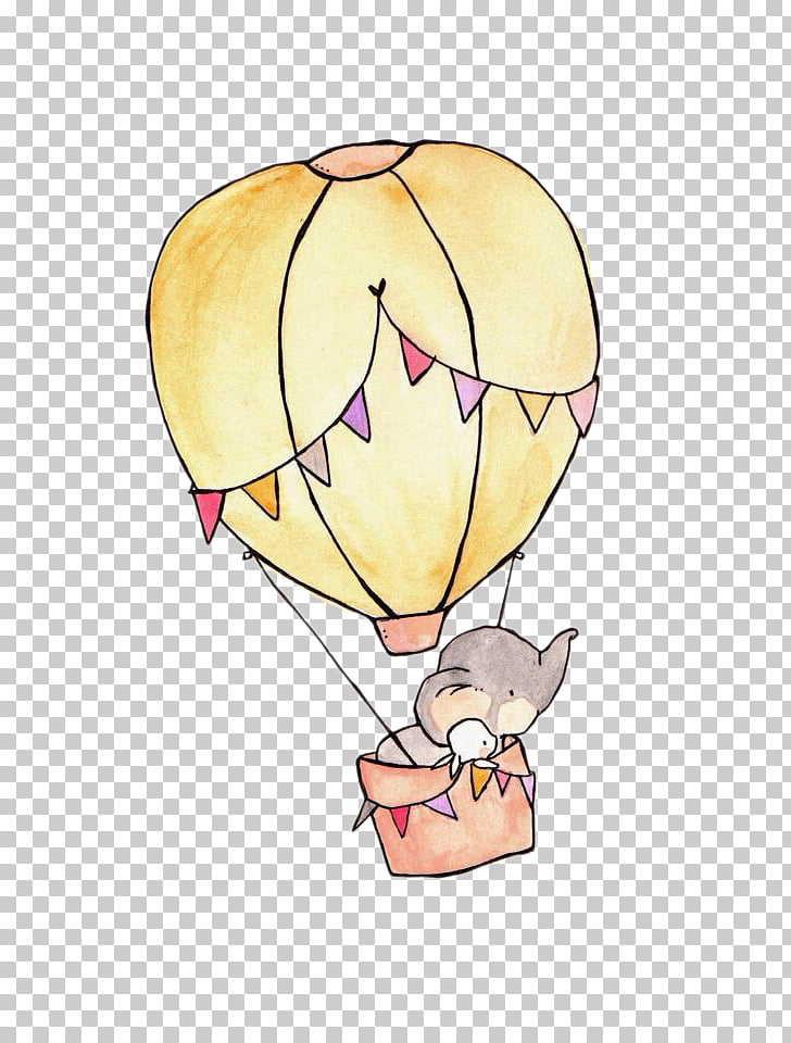 728x960 Drawing Elephant Cuteness Child Sketch, Elephant Riding And Hot - Hot Air Balloon Sketch