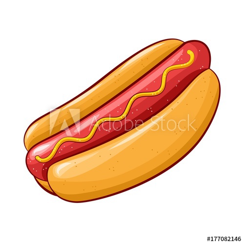 500x500 Hot Dog Hand Drawn Colorful Sketch Cartoon, Isolated On White - Hot Dog Sketch