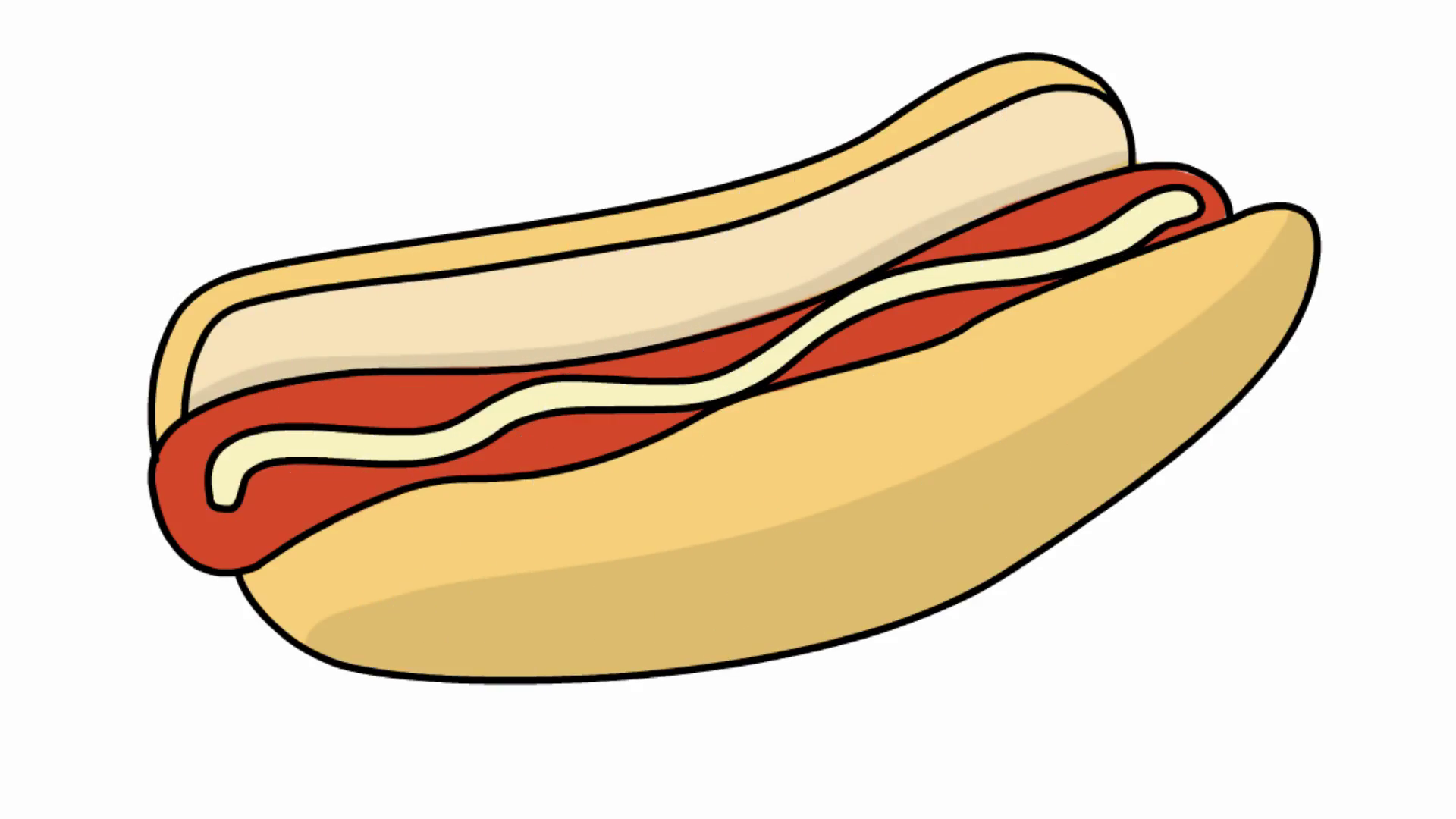 1920x1080 Hot Dog Bread Sketch Illustration Hand Drawn Animation Transparent - Hot Dog Sketch
