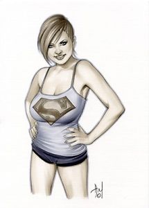 215x300 Super Hot Girl Bw 264 Powergirl Supergirl Drawing Original Art By - Hot Girl Sketch