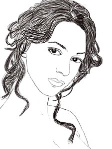 225x300 Girl Sketch Drawing By Jawad Khan - Hot Girl Sketch